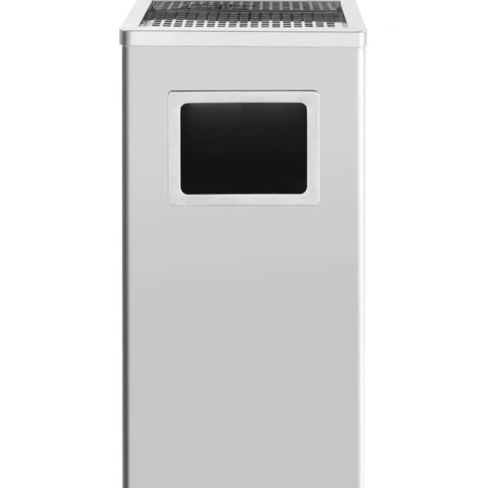 vidaXL Productos Del Hogar-Papelera con cenicero de acero inoxidable 45 L