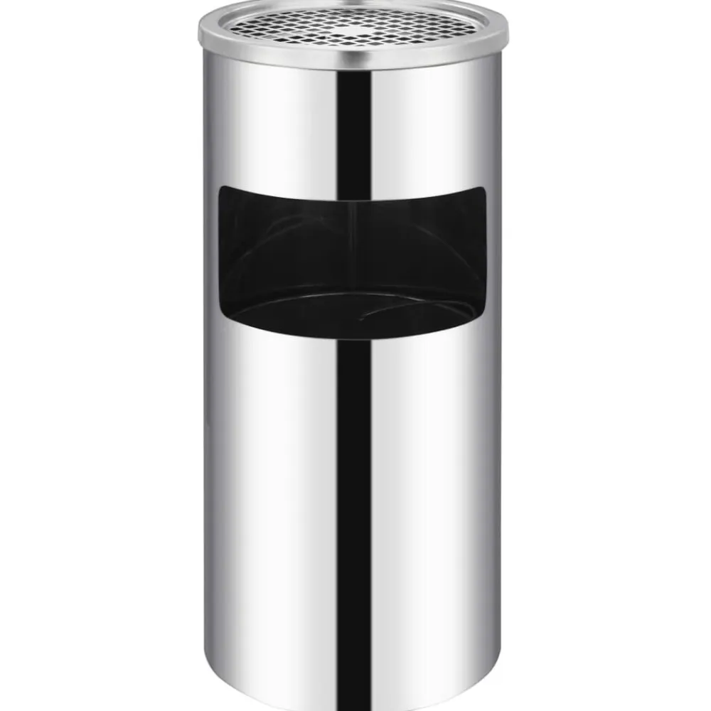 vidaXL Papelera con cenicero de pared acero inxodable 26 L Plateado Sale