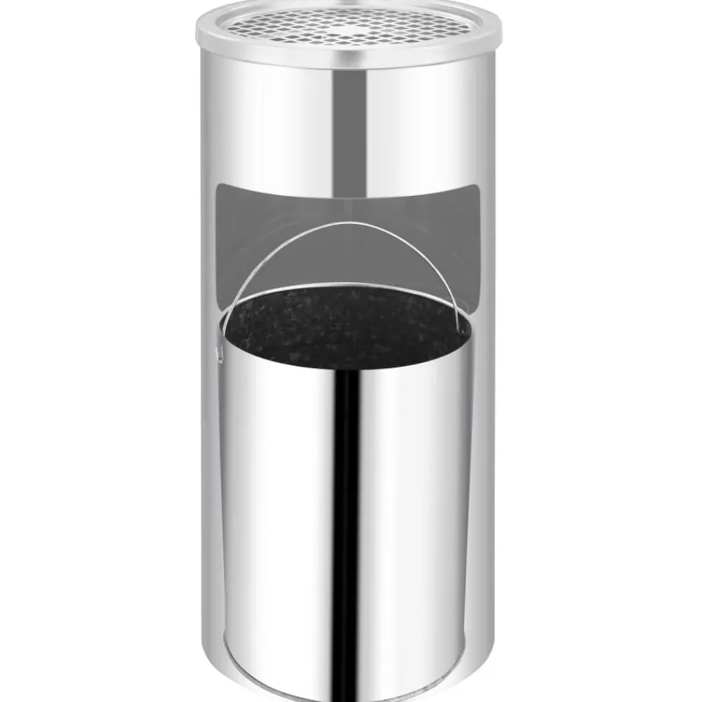 vidaXL Papelera con cenicero de pared acero inxodable 26 L Plateado Sale