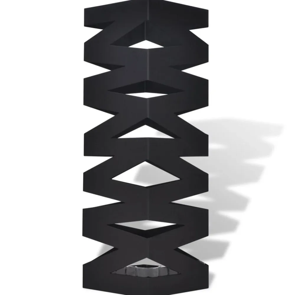 vidaXL Paragüero cuadrado soporte para bastones de acero 48,5 cm Negro