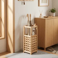 vidaXL Productos Del Hogar-Paragüero de madera maciza de nogal 18x18x50 cm