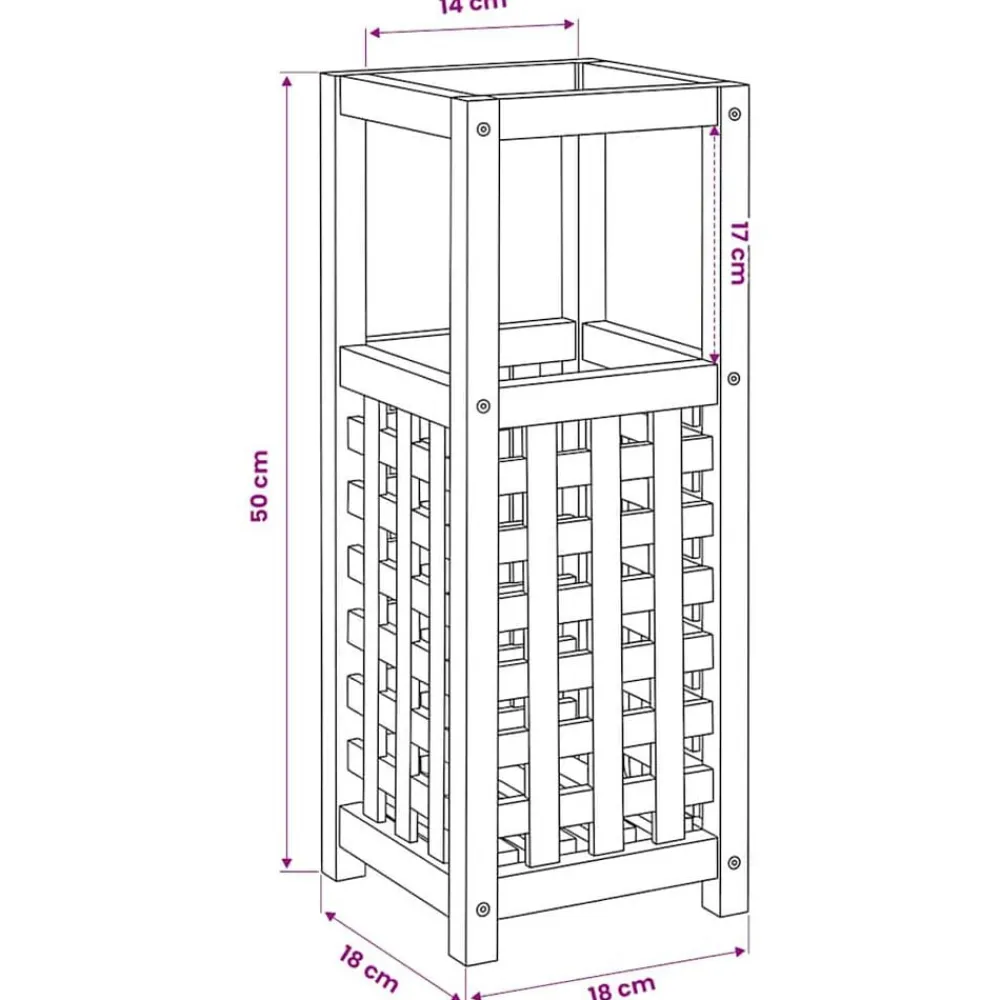 vidaXL Productos Del Hogar-Paragüero de madera maciza de nogal 18x18x50 cm