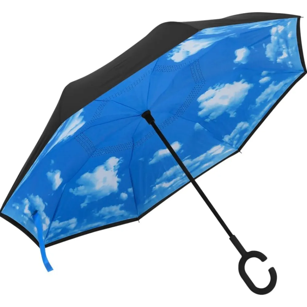 vidaXL Paraguas mango forma en C negro 108 cm