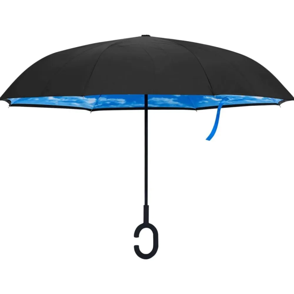 vidaXL Paraguas mango forma en C negro 108 cm