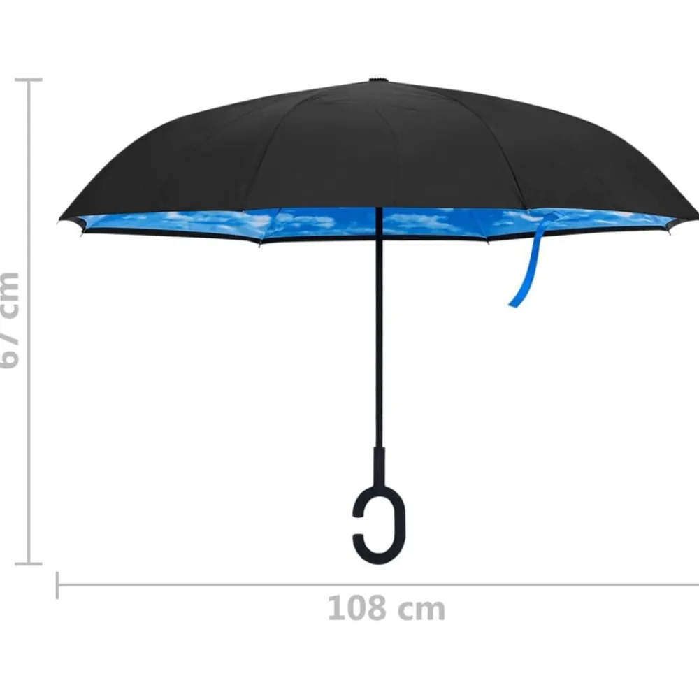 vidaXL Paraguas mango forma en C negro 108 cm