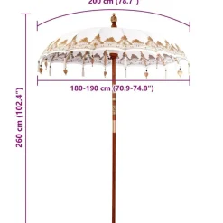 vidaXL Parasol Balinés 185 x 185 x 260 cm Algodón Crema Online