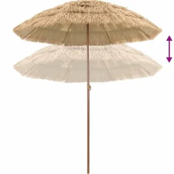 vidaXL Parasol de playa Natural 255 x 255 x 255 cm Poliéster y Acero Clearance