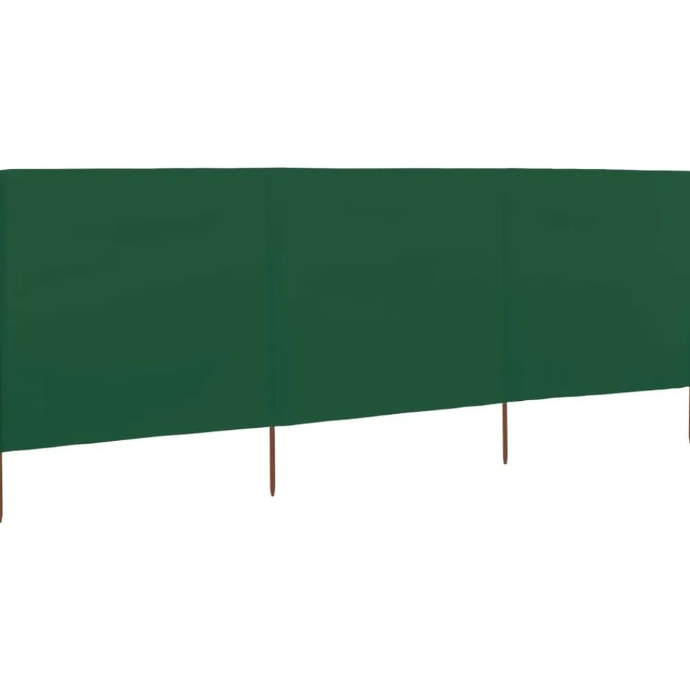 vidaXL Paravientos de playa de 3 paneles de tela 400x120 cm Verde Hot