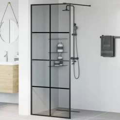 vidaXL Pared de Ducha Walk-in 80 x 195 cm vidrio templado Negro Hot