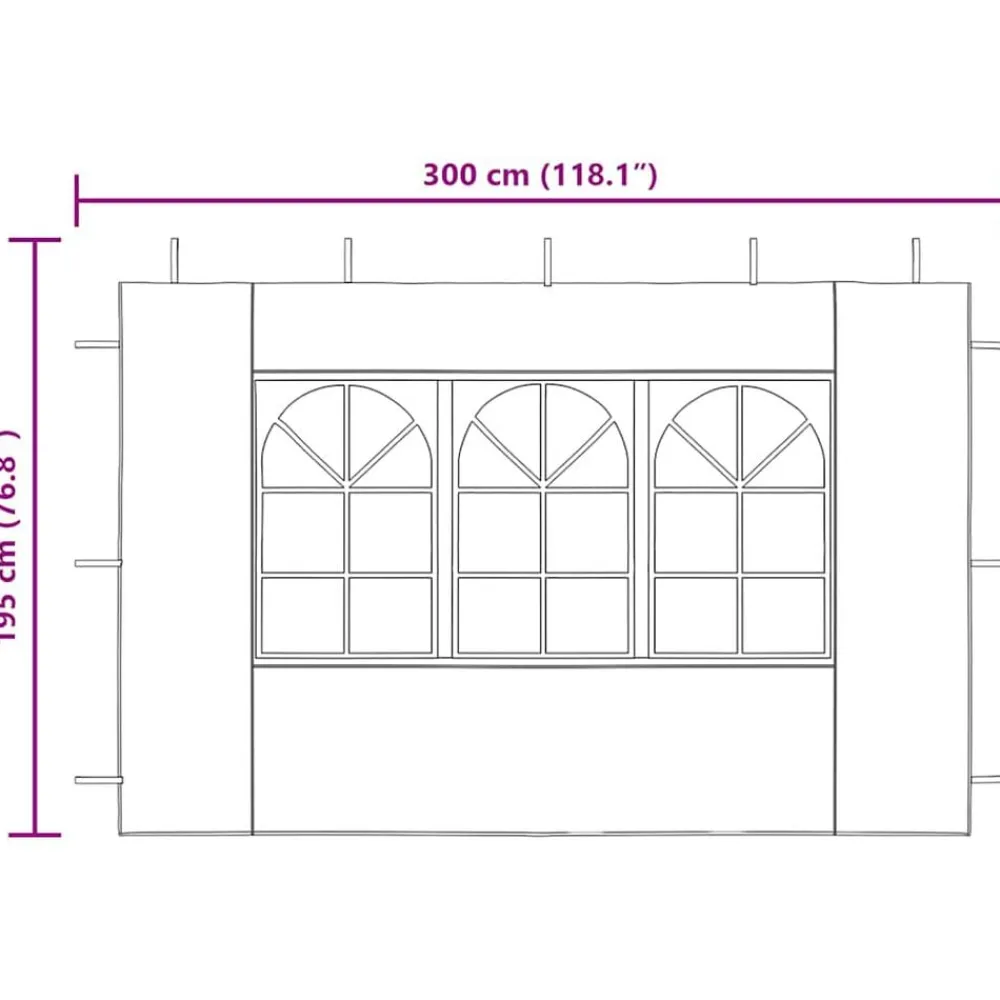 vidaXL Jardín-Paredes laterales de carpa de fiesta con ventana 2uds PE