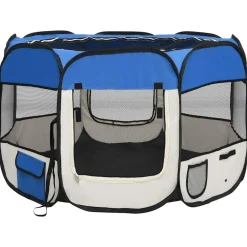 vidaXL Parque de perros plegable y bolsa de transporte 90x90x58cm Azul Online