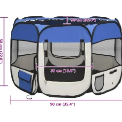 vidaXL Parque de perros plegable y bolsa de transporte 90x90x58cm Azul Online