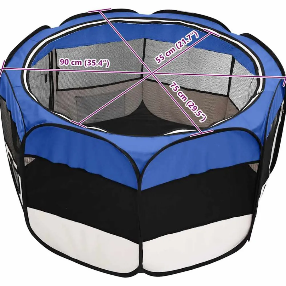 vidaXL Parque de perros plegable y bolsa de transporte 90x90x58cm Azul Online