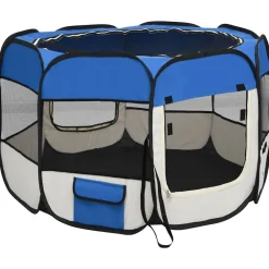 vidaXL Parque de perros plegable y bolsa de transporte 90x90x58cm Azul Online