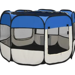 vidaXL Parque de perros plegable y bolsa de transporte 90x90x58cm Azul Online