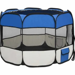 vidaXL Parque de perros plegable y bolsa de transporte 90x90x58cm Azul Online
