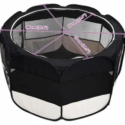 vidaXL Parque de perros plegable bolsa de transporte 90x90x58 cm Negro Hot