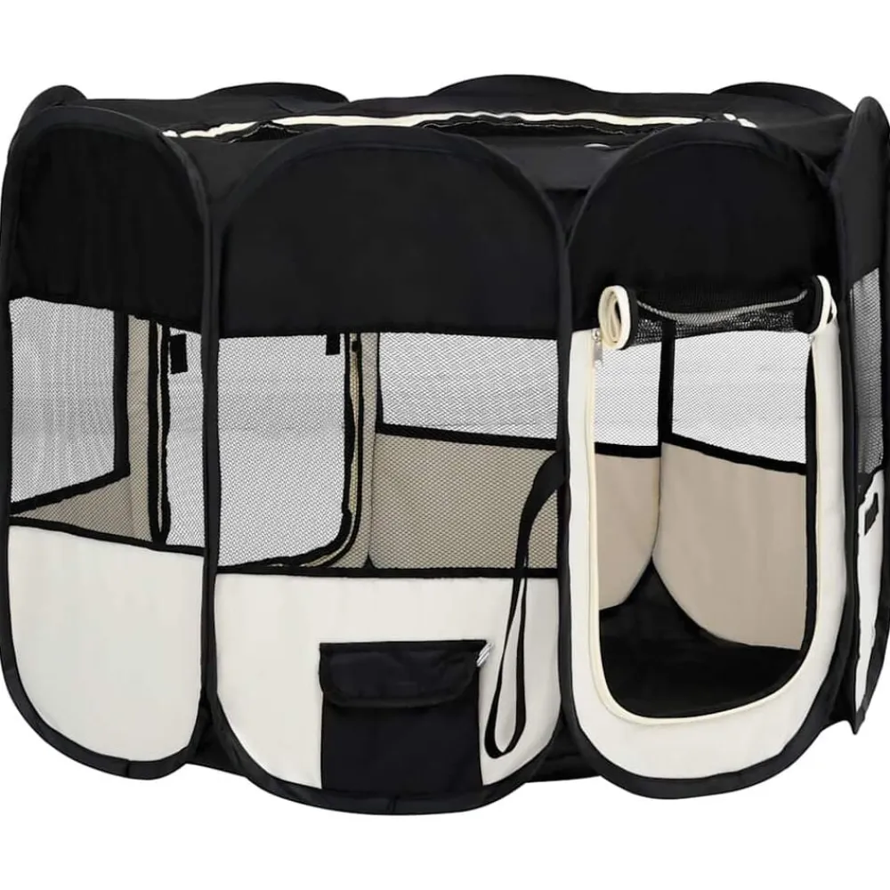 vidaXL Parque de perros plegable bolsa de transporte 90x90x58 cm Negro Hot