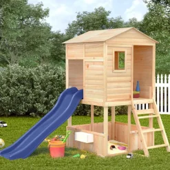 vidaXL Parque infantil de exterior madera maciza de abeto Marr&oacute;n Sale
