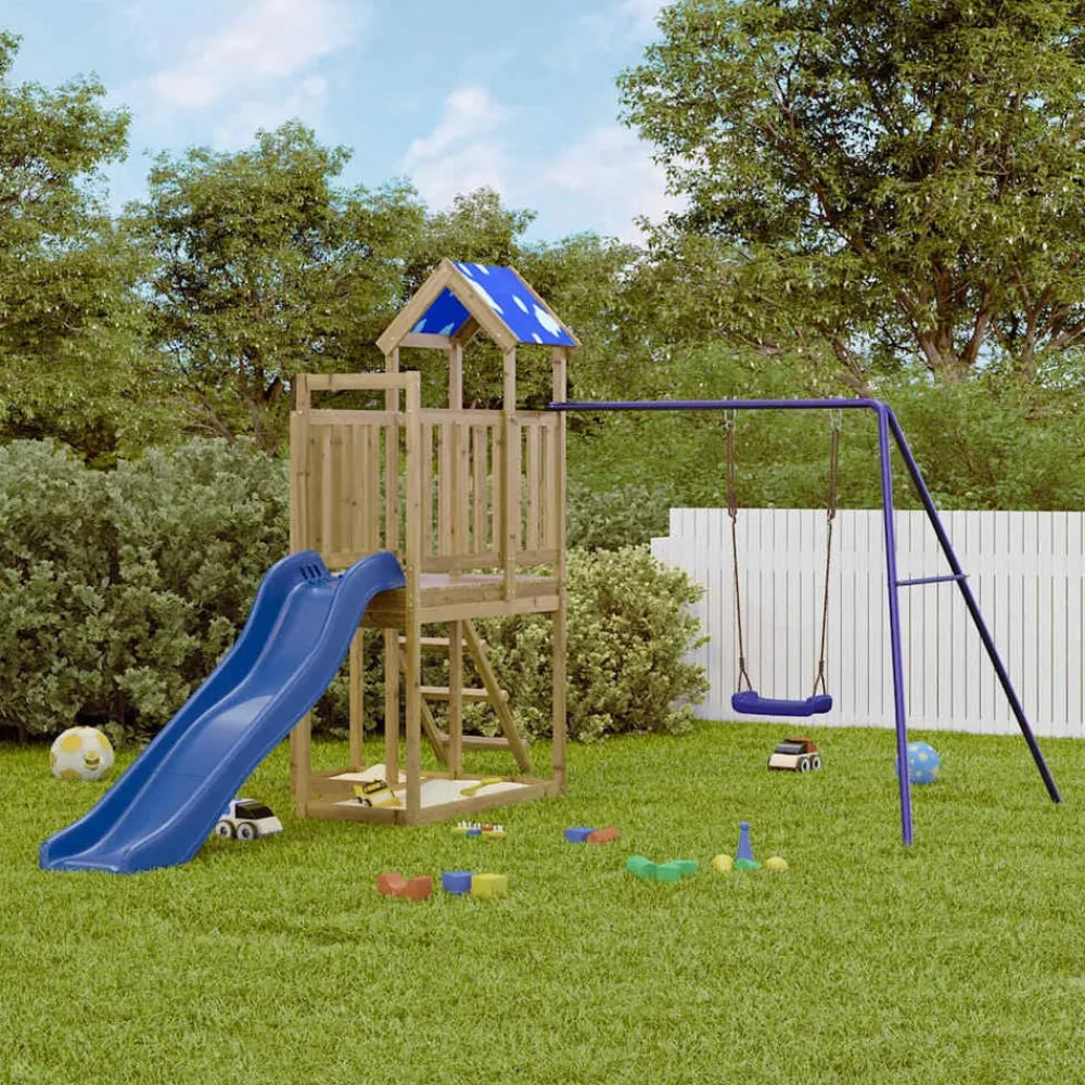 vidaXL Parque infantil de exterior madera de pino impregnada