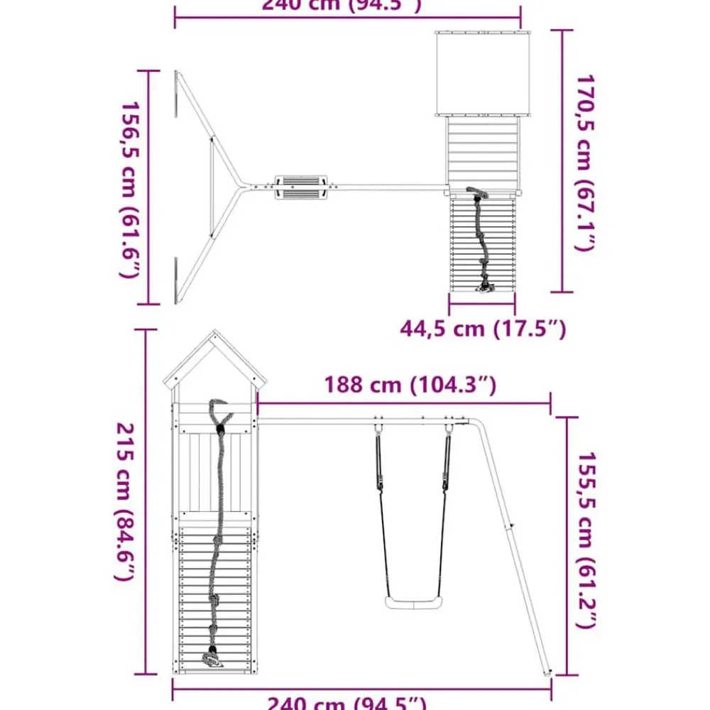 vidaXL Parque infantil de exterior de madera maciza de pino Sale