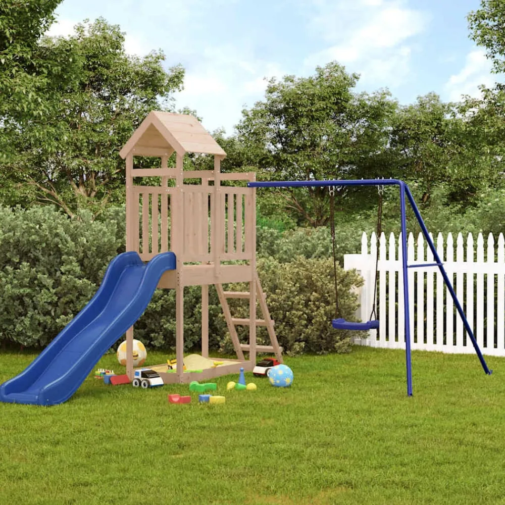vidaXL Parque infantil de exterior madera maciza de pino