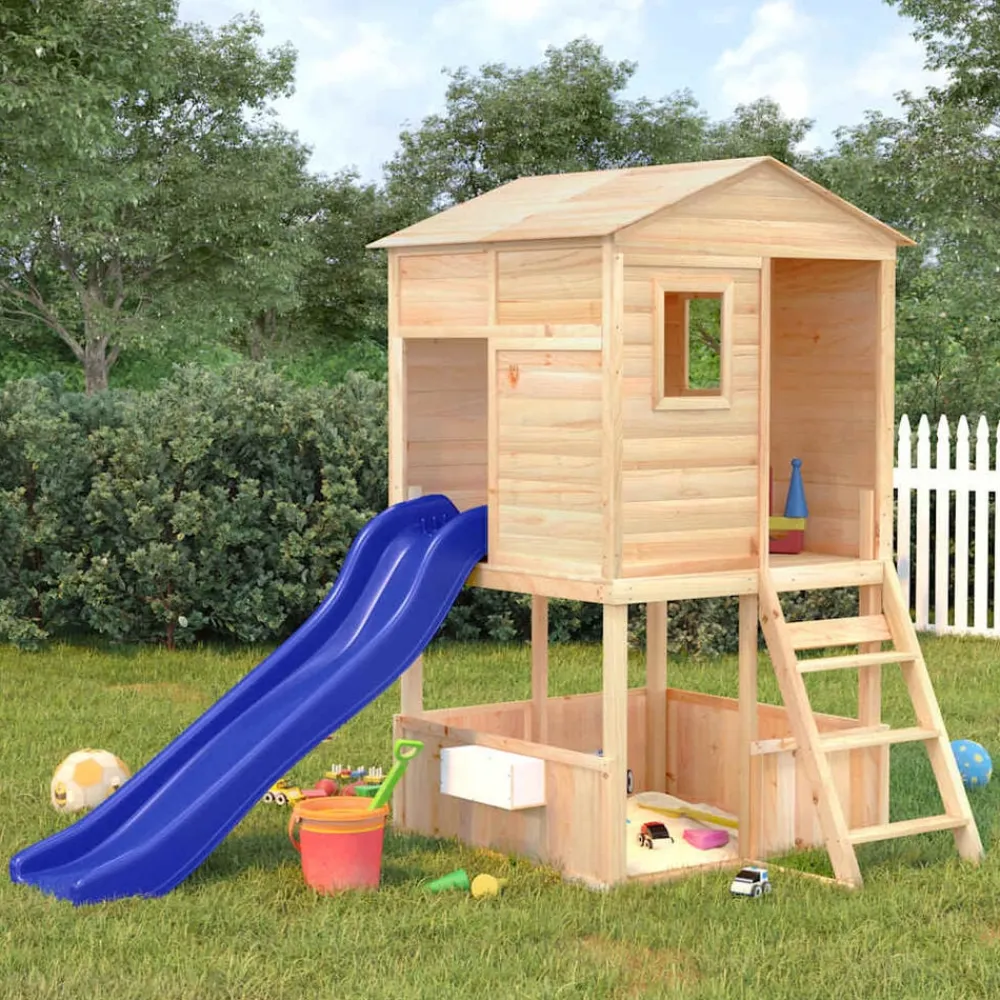 vidaXL Estructuras Para Juegos Al Aire Libre-Parque infantil de exterior madera maciza de abeto