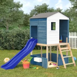 vidaXL Parque infantil de exterior madera maciza de abeto Azul
