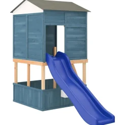 vidaXL Parque infantil de exterior madera maciza de abeto Azul