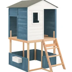 vidaXL Parque infantil de exterior madera maciza de abeto Azul