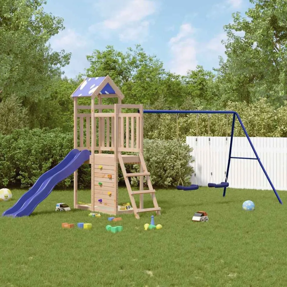 vidaXL Parque infantil de exterior de madera maciza de pino Hot