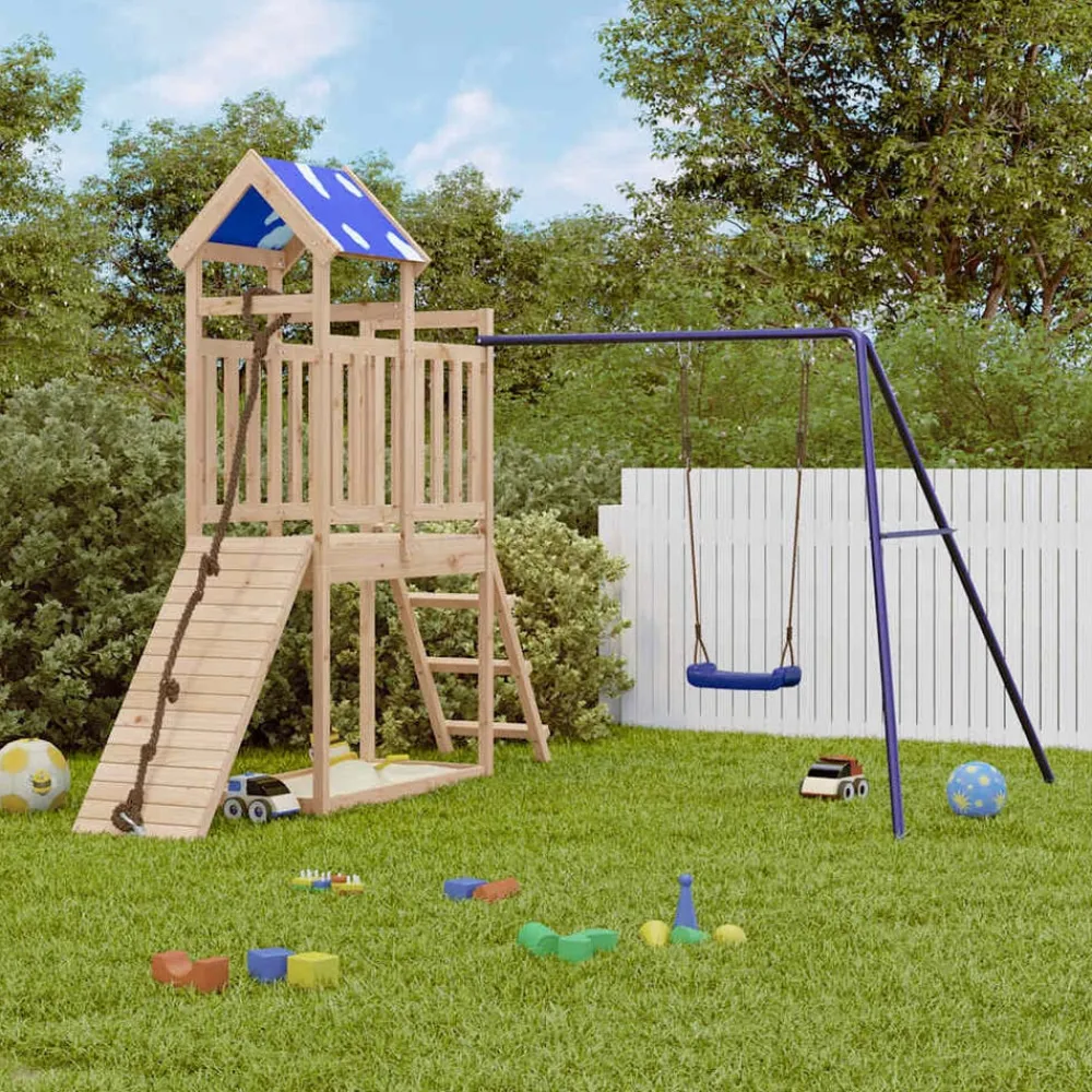 vidaXL Parque infantil de exterior de madera maciza de pino Discount