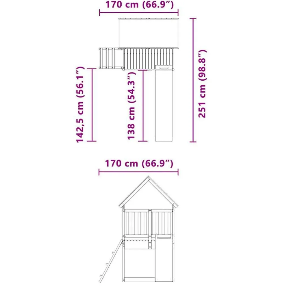 vidaXL Parque infantil de exterior madera de pino impregnada Clearance