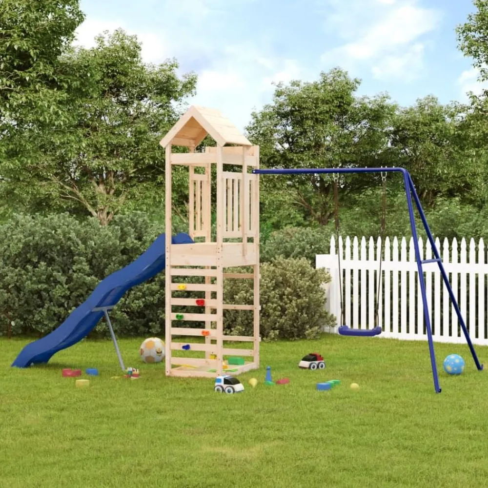 vidaXL Parque infantil de exterior madera maciza de pino New