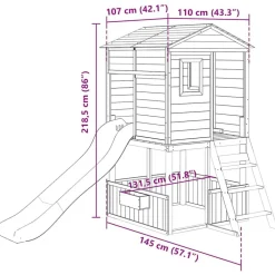 vidaXL Parque infantil de exterior madera maciza abeto Blanco y azul Best