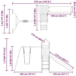 vidaXL Parque infantil de exterior madera maciza de pino Discount
