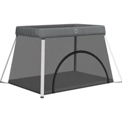 vidaXL Parque infantil para bebés con colchón tela lino Gris oscuro