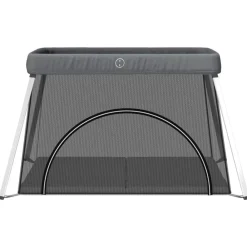 vidaXL Parque infantil para bebés con colchón tela lino Gris oscuro