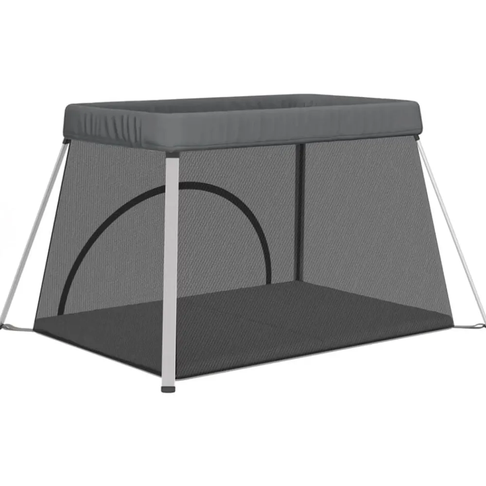 vidaXL Parque infantil para bebés con colchón tela lino Gris oscuro