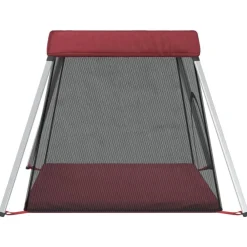 vidaXL Parque infantil para bebés con colchón tela lino Rojo Sale