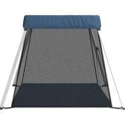 vidaXL Parque infantil para bebés con colchón tela lino marino Azul New
