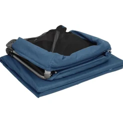 vidaXL Parque infantil para bebés con colchón tela lino marino Azul New