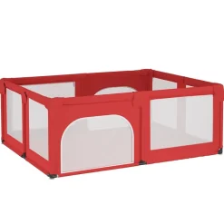vidaXL Parque para bebés con 2 puertas tela Oxford Rojo Discount