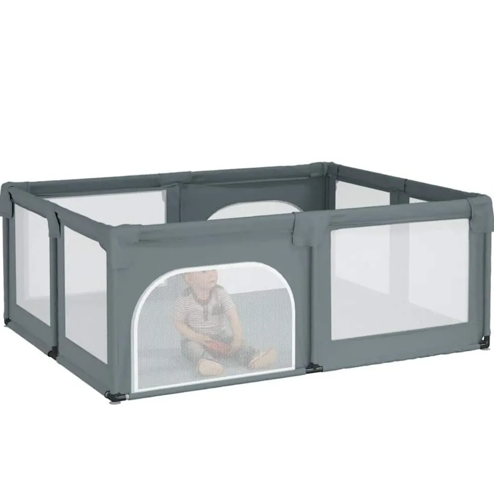 Niños vidaXL Juguetes Y Actividades Para Bebés-Parque para bebés con 2 puertas tela Oxford