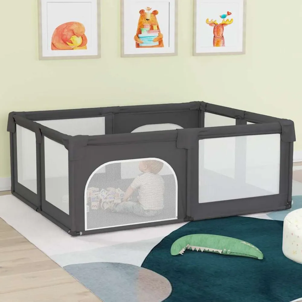 Niños vidaXL Juguetes Y Actividades Para Bebés-Parque para bebés con 2 puertas tela Oxford