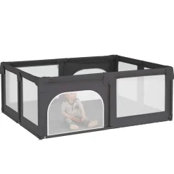 Niños vidaXL Juguetes Y Actividades Para Bebés-Parque para bebés con 2 puertas tela Oxford