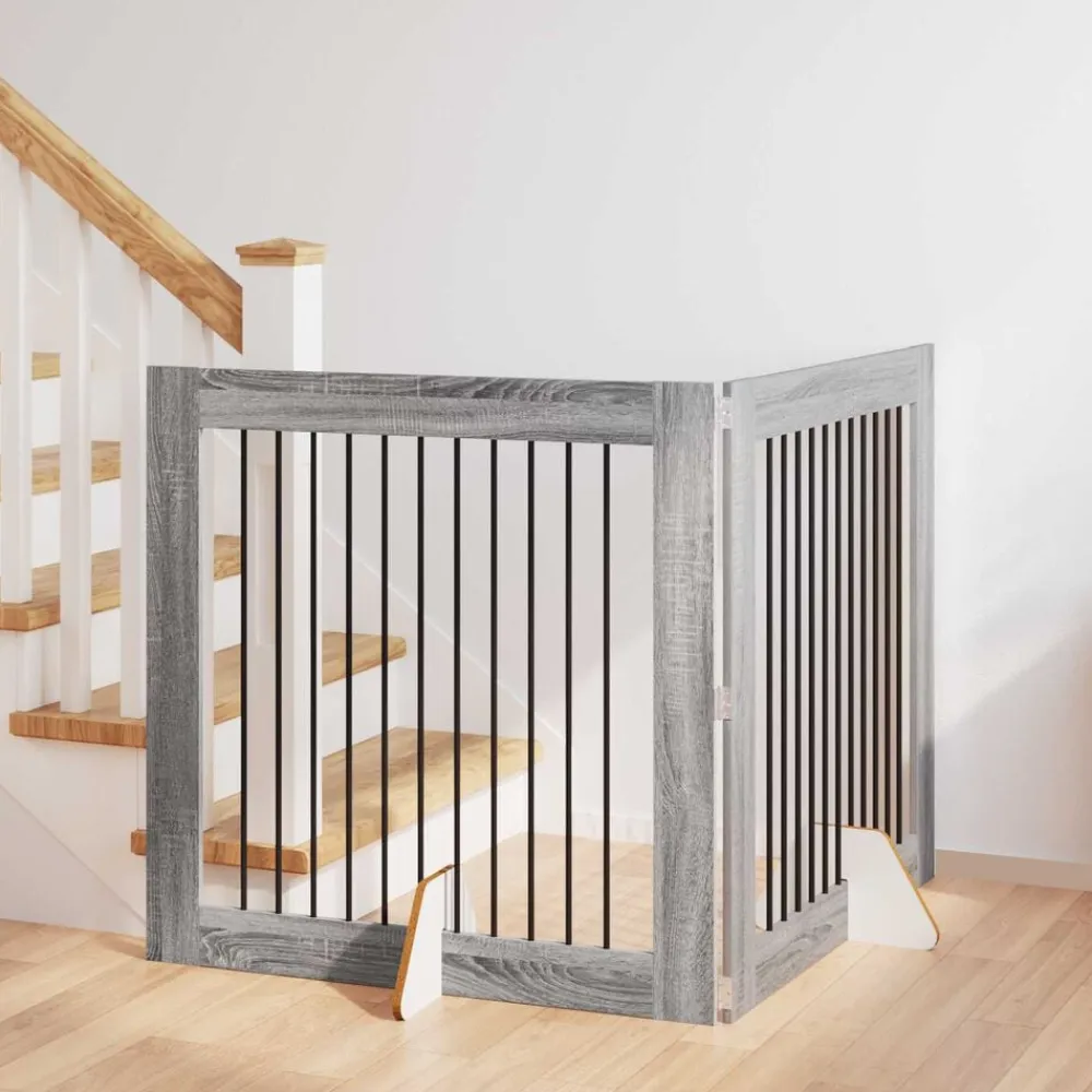vidaXL Parque para Perros Manual 2 pcs 100 x 100 cm Gris Sonoma Outlet