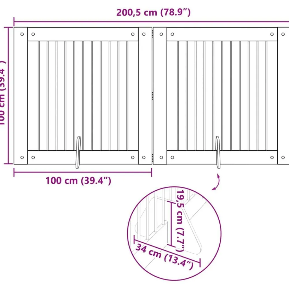 vidaXL Parque para Perros Manual 2 pcs 100 x 100 cm Gris Sonoma Outlet