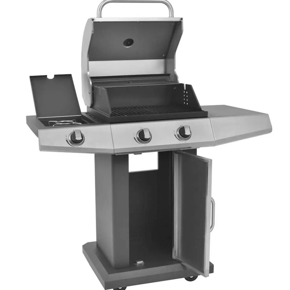 vidaXL Parrilla de Gas con Quemador con rueda con puerta Plateado Sale