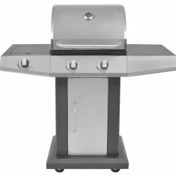 vidaXL Parrilla de Gas con Quemador con rueda con puerta Plateado Sale